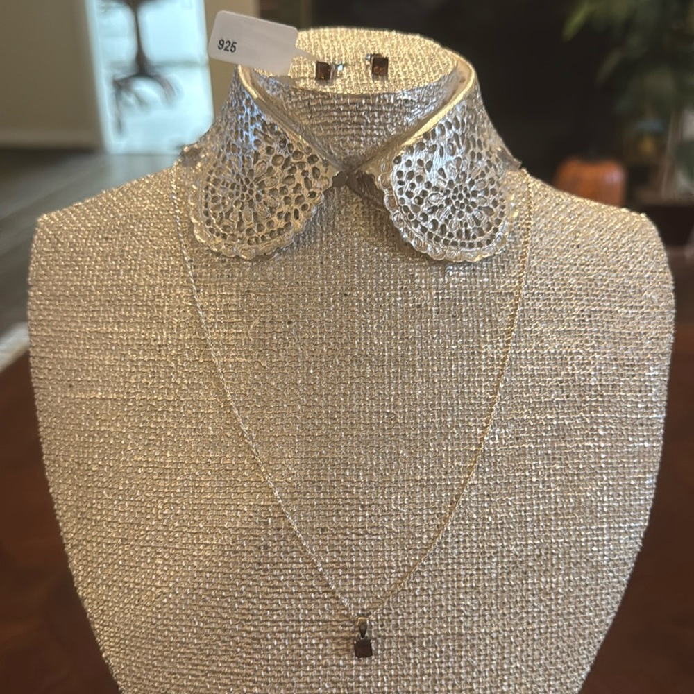 Palm Beach Sterling Silver Garnet Necklace and Earrings - New!